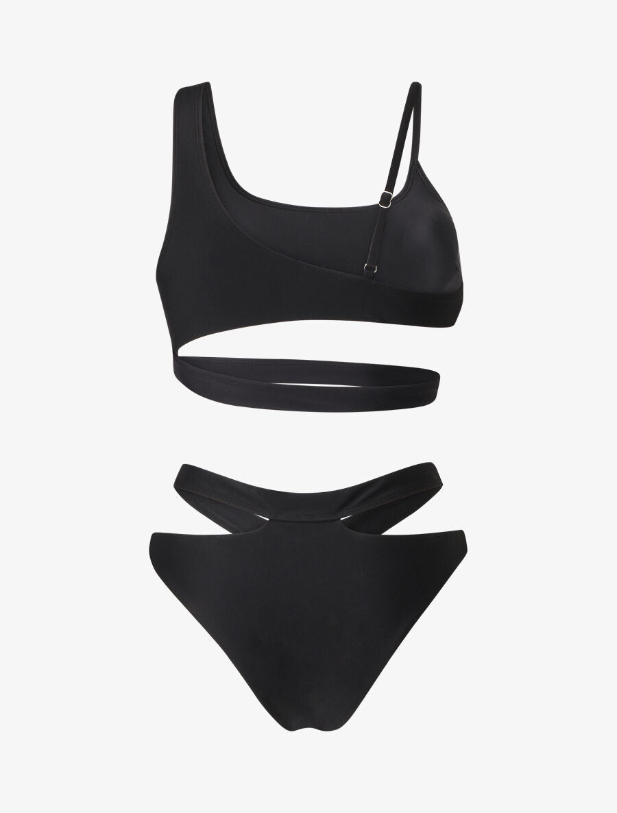 Bikini à bretelles asymétriques - Noir - 2