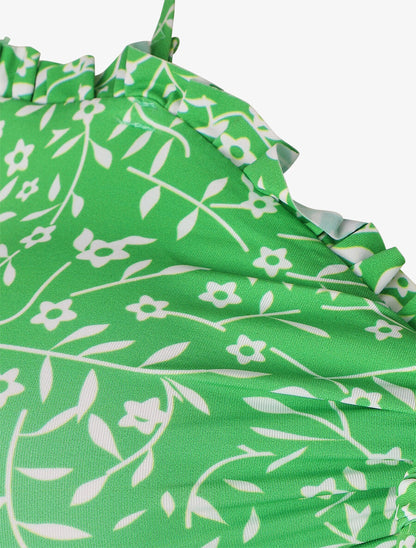 Bikini à manches courtes à imprimé fleuri - Vert - 3
