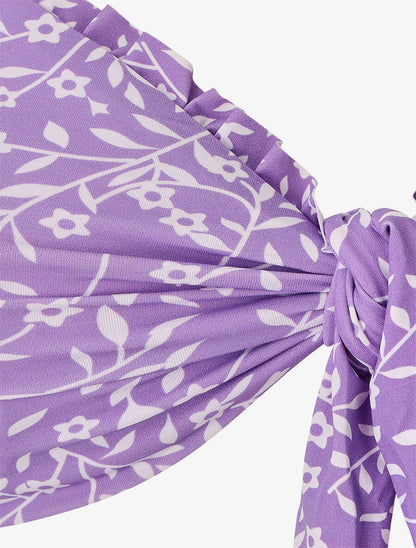 Bikini à manches courtes à imprimé fleuri - Lilas - 3