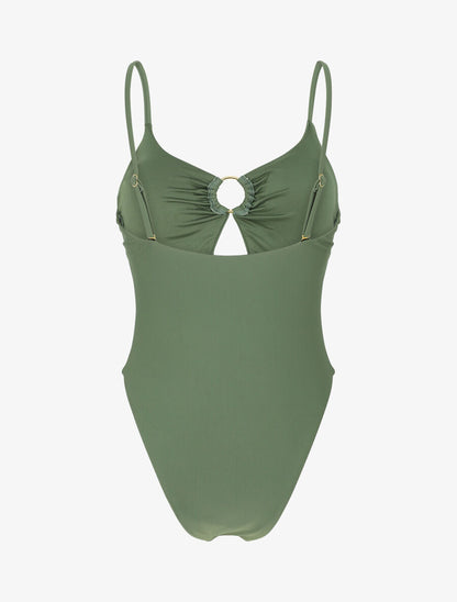 Maillot de bain une pièce échancré - Kaki - 2