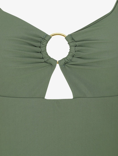 Maillot de bain une pièce échancré - Kaki - 3
