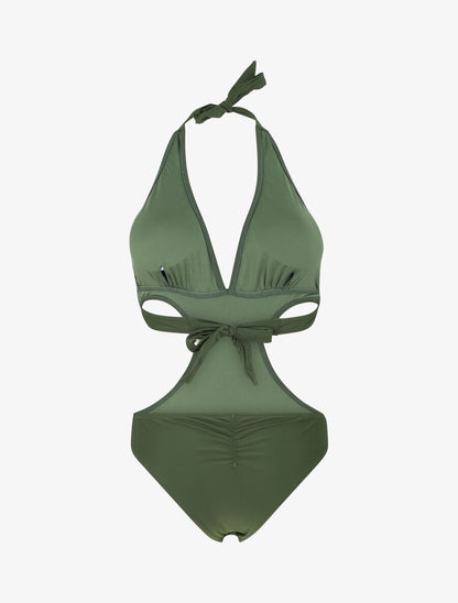 Maillot de bain échancré - Kaki - 2