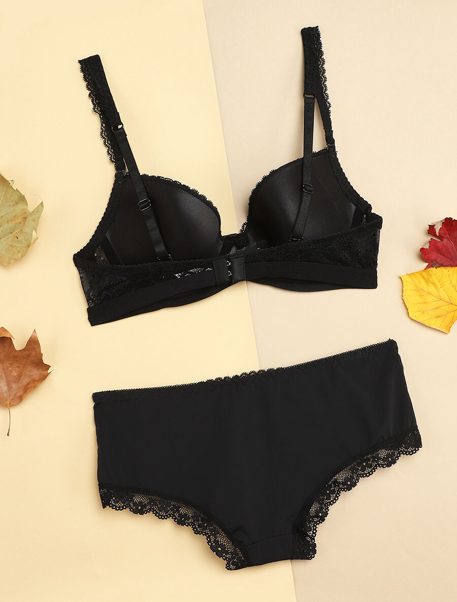 Ensemble à bord bande élastiquée et shorty - Noir - 2