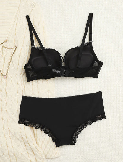 Ensemble ampliforme échancré et shorty - Noir/nude - 2
