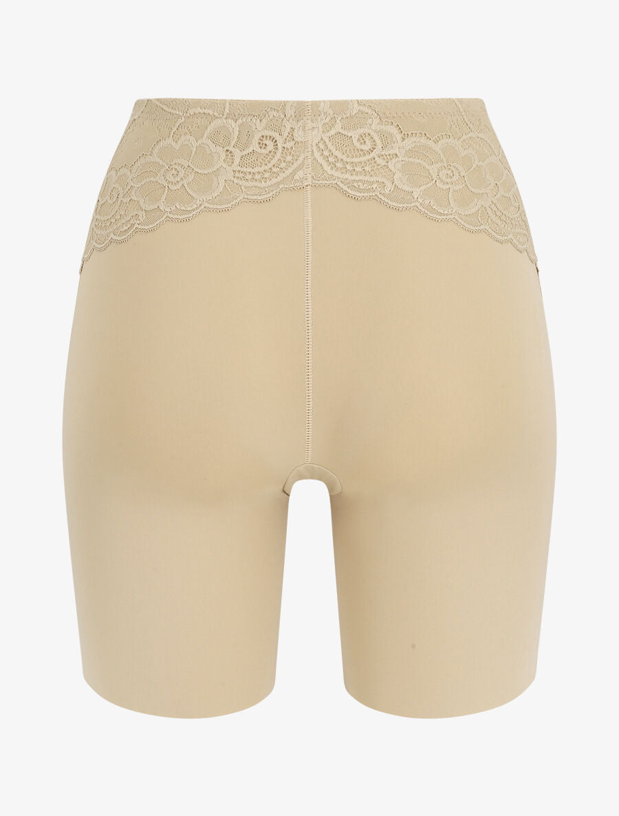 Short gainant taille haute en dentelle - Beige - 2