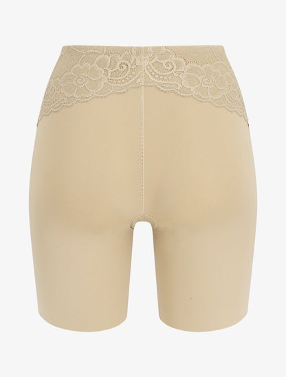 Short gainant taille haute en dentelle - Beige - 2