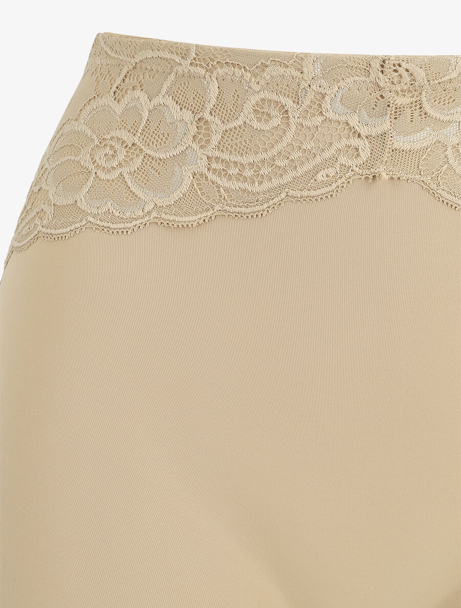 Short gainant taille haute en dentelle - Beige - 3