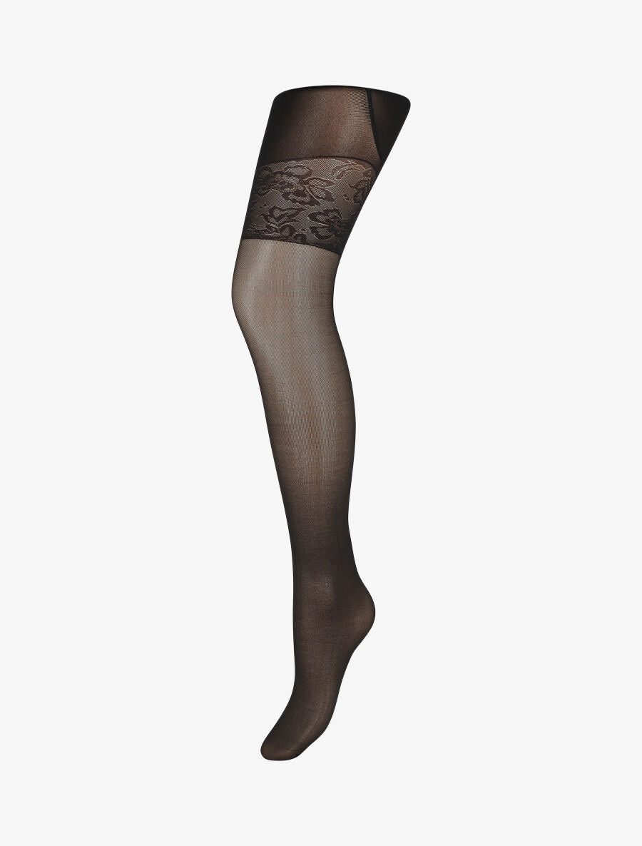 Collants à cuisses stylisées - Noir - 3