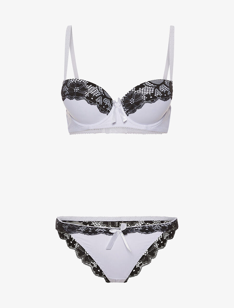 Ensemble SG et culotte dos dentelle - violet/noir - 3