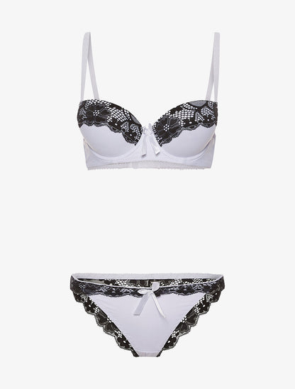 Ensemble SG et culotte dos dentelle - violet/noir - 3