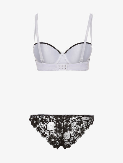 Ensemble SG et culotte dos dentelle - violet/noir - 2