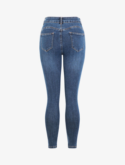 Jean push up à strass coupe skinny - Bleu - 2