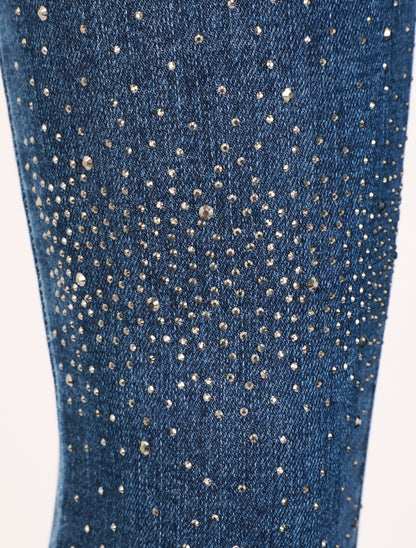 Jean push up à strass coupe skinny - Bleu - 3