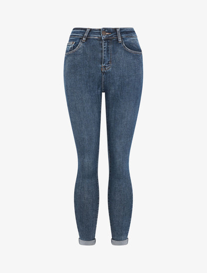 Jean classique à revers coupe skinny - Bleu - 4