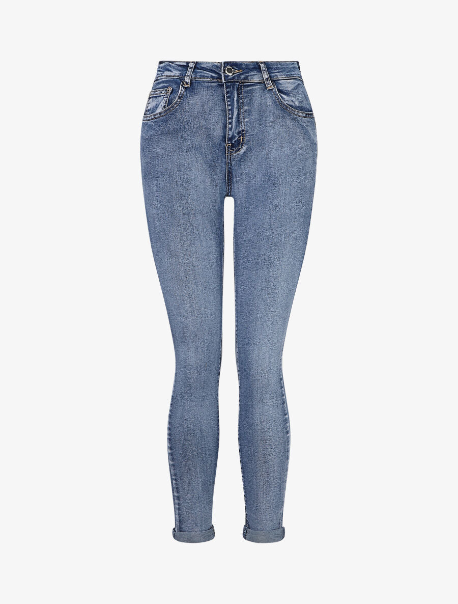 Jean push up à revers coupe slim - Bleu - 1