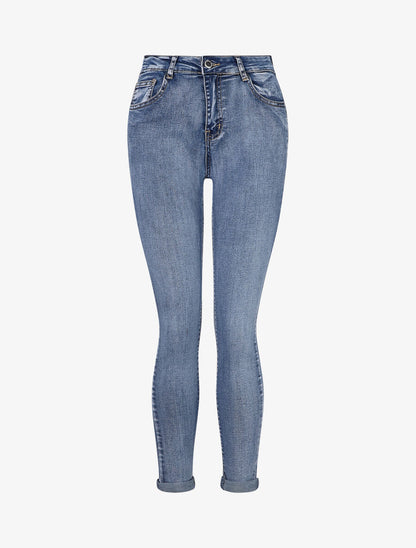 Jean push up à revers coupe slim - Bleu - 1