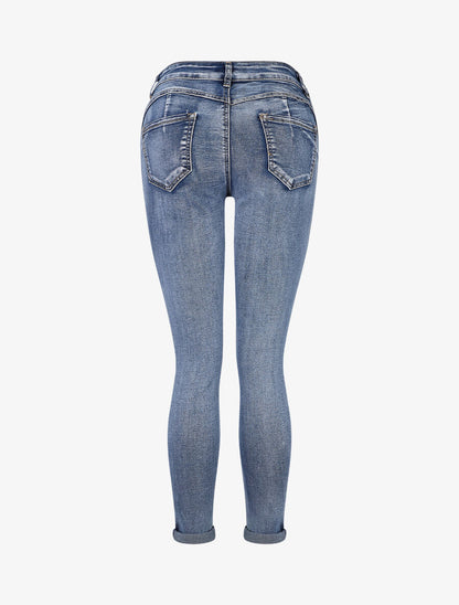 Jean push up à revers coupe slim - Bleu - 2