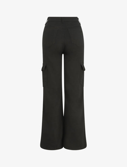 Jean cargo droite taille haute - Noir - 2