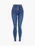 Jean skinny à taille empire élastiquée - Bleu denim - 1