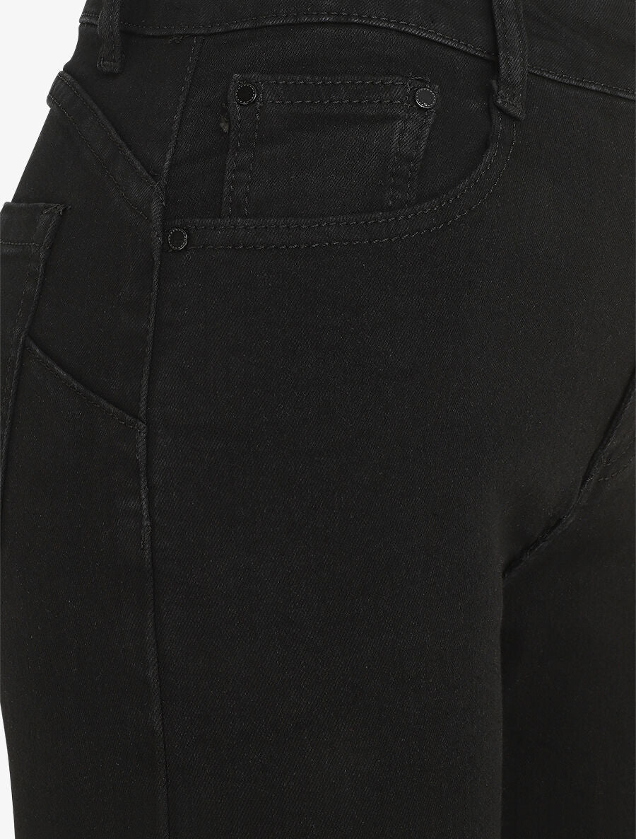Jean grande taille push up coupe droite - Noir - 3