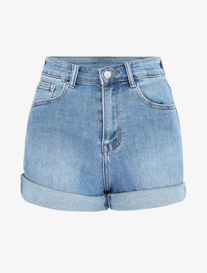 Short en jean coupe droite - Bleu - 4