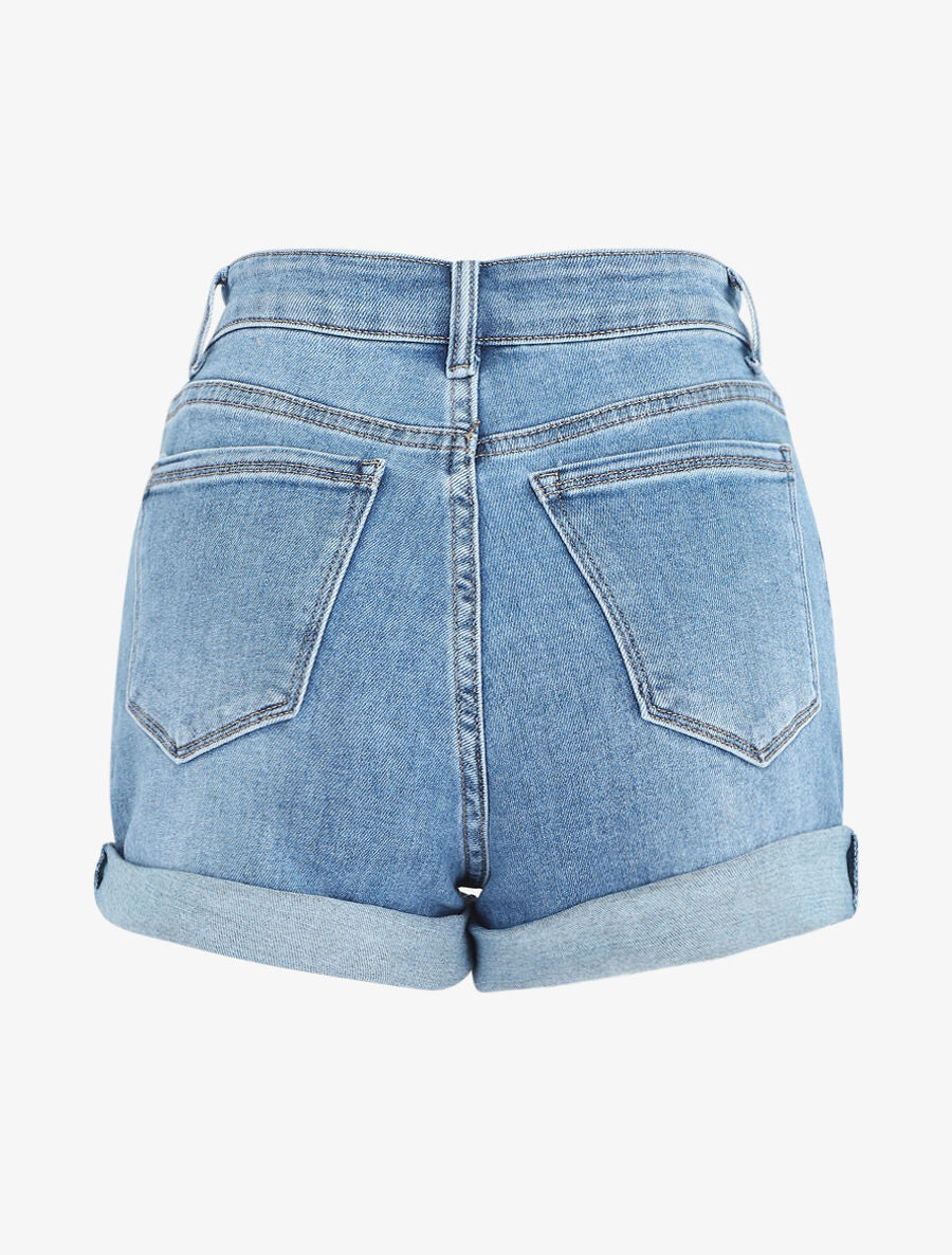 Short en jean coupe droite - Bleu - 2