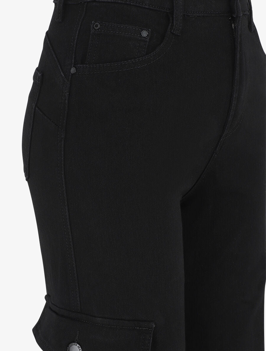 Jean style cargo coupe flare - Noir - 3