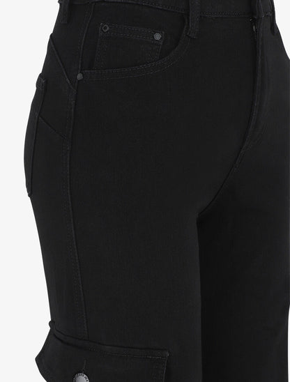 Jean style cargo coupe flare - Noir - 3
