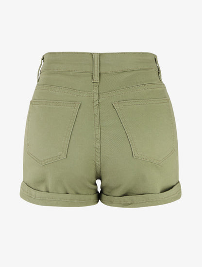 Short uni à ourlets - Kaki - 2