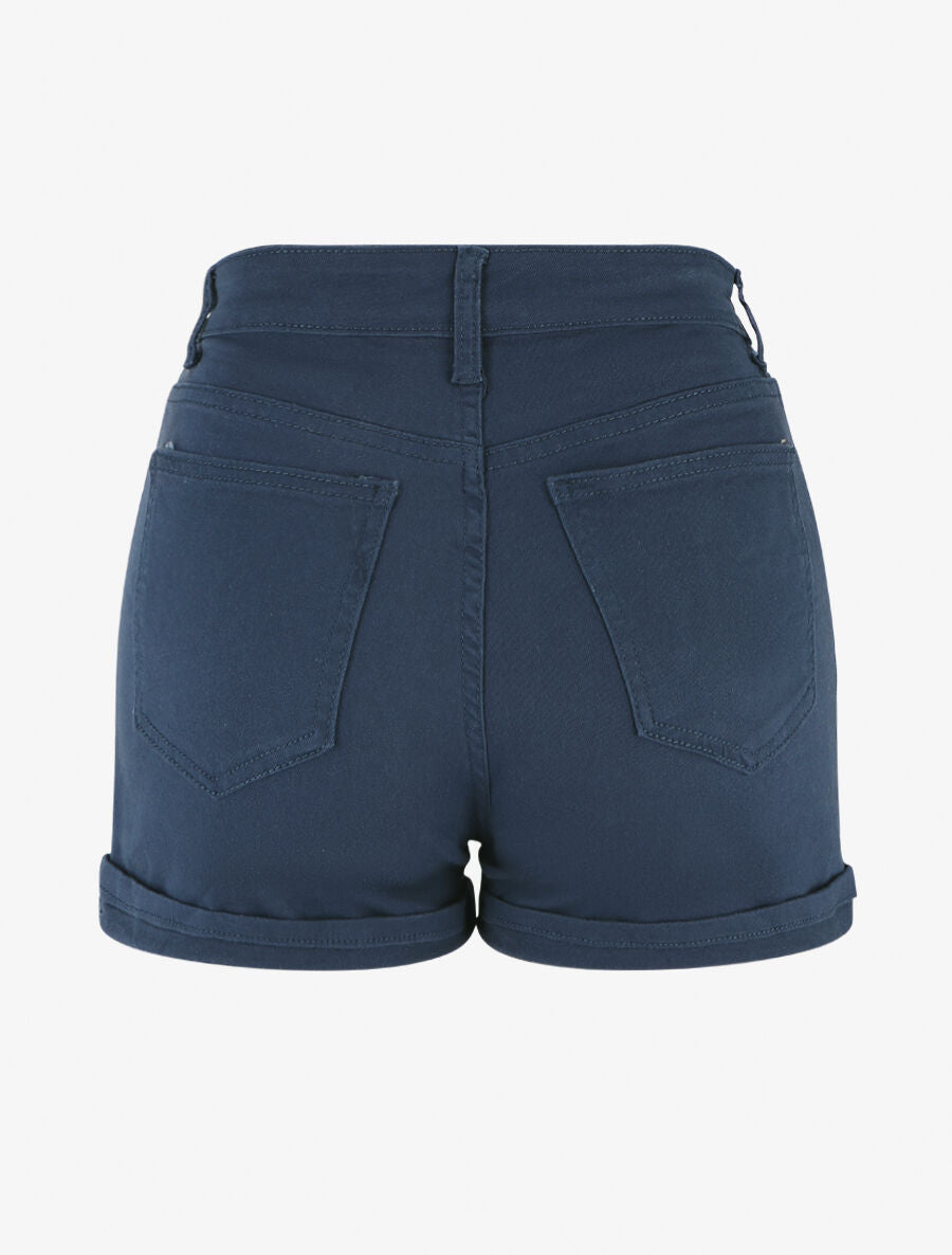 Short uni à ourlets - Marine - 2