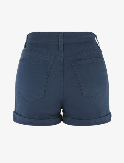 Short uni à ourlets - Marine - 2