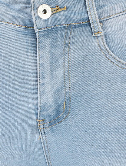 Bermuda push up à revers coupe droite - Bleu - 3