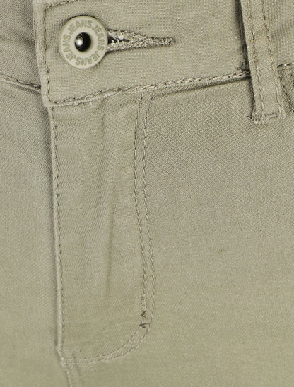 Bermuda push up uni coupe droite - Kaki - 3