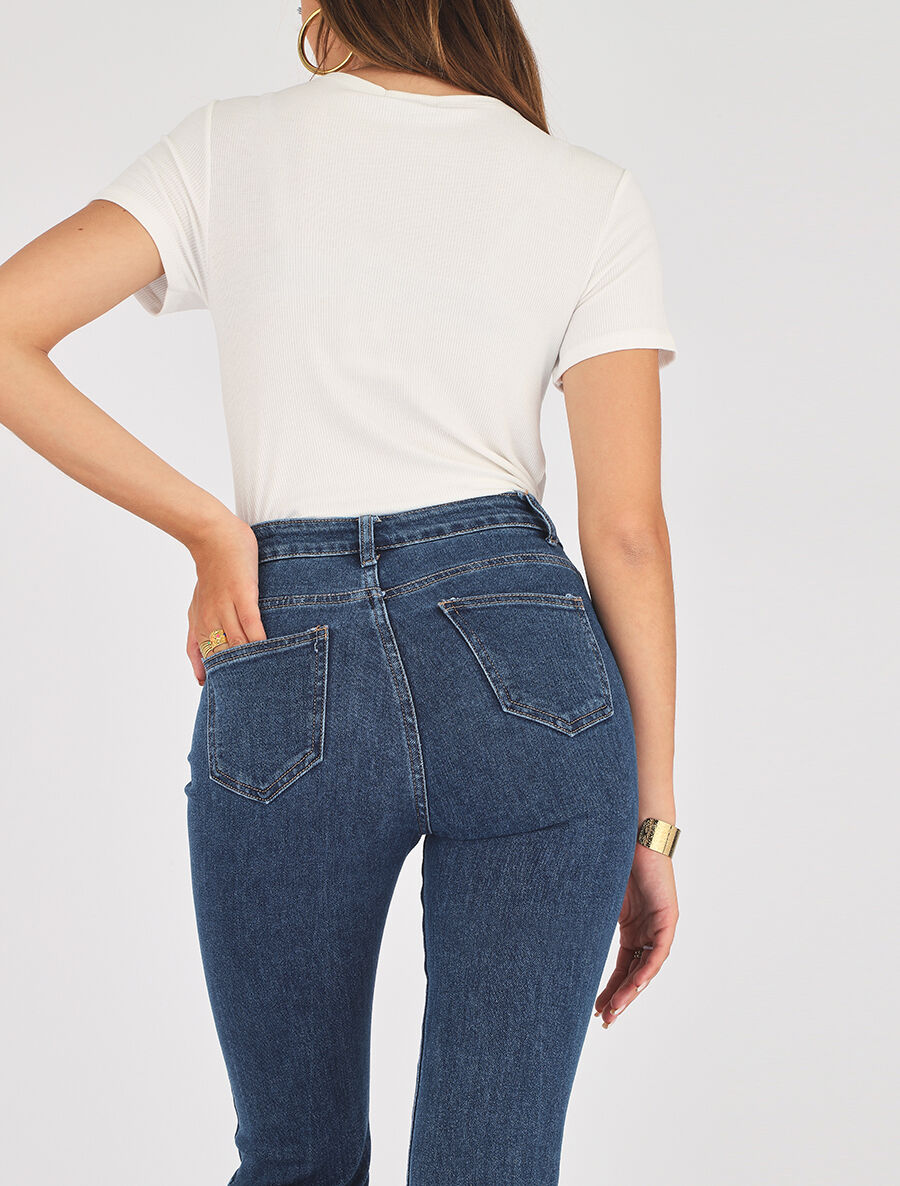 Jean flare taille haute - Bleu brut - 3