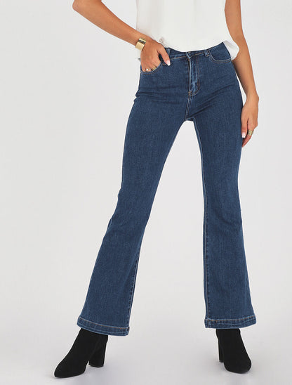 Jean flare taille haute - Bleu brut - 1
