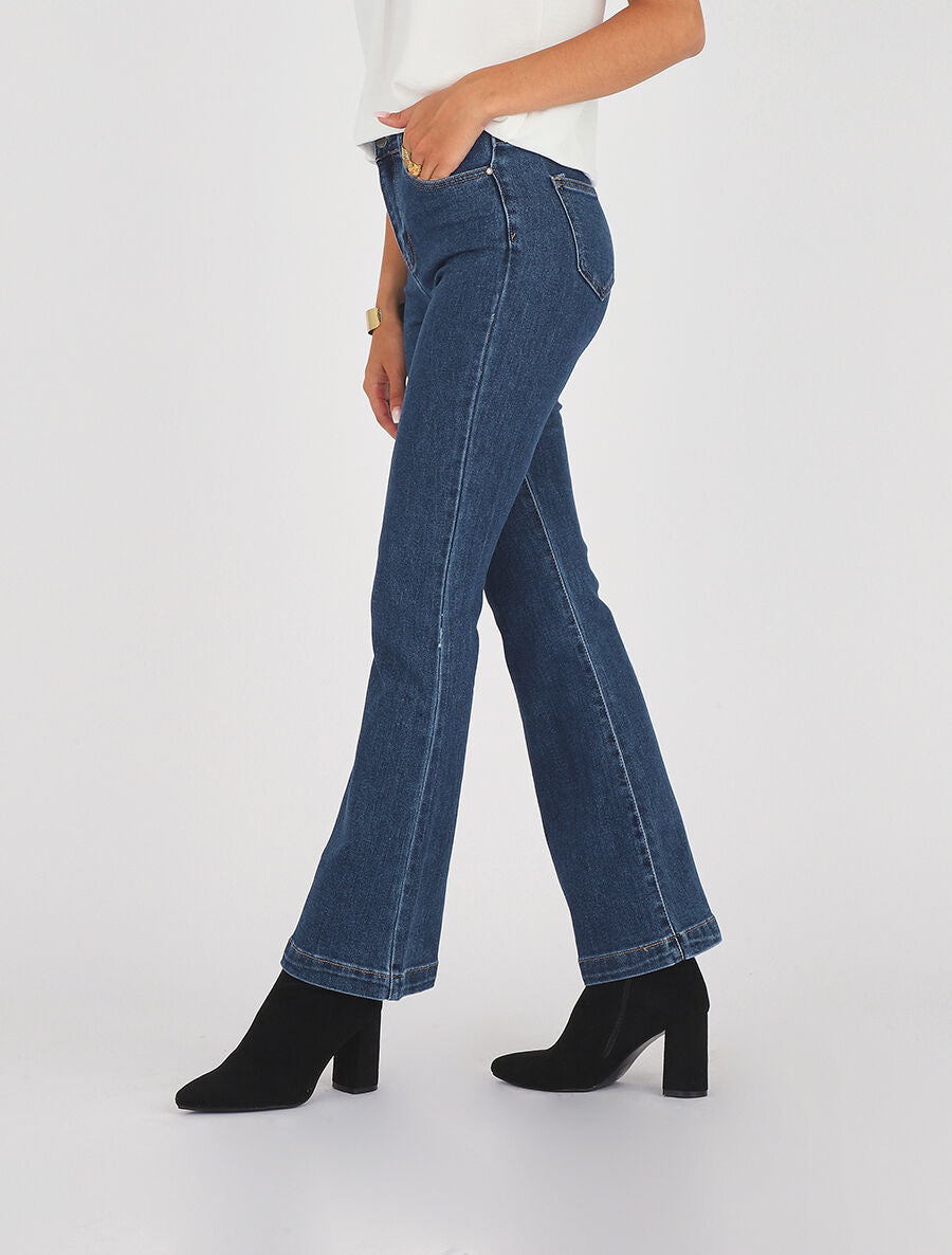 Jean flare taille haute - Bleu brut - 2