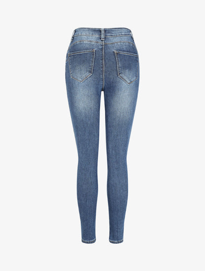 Jean skinny push up taille haute - Bleu - 4