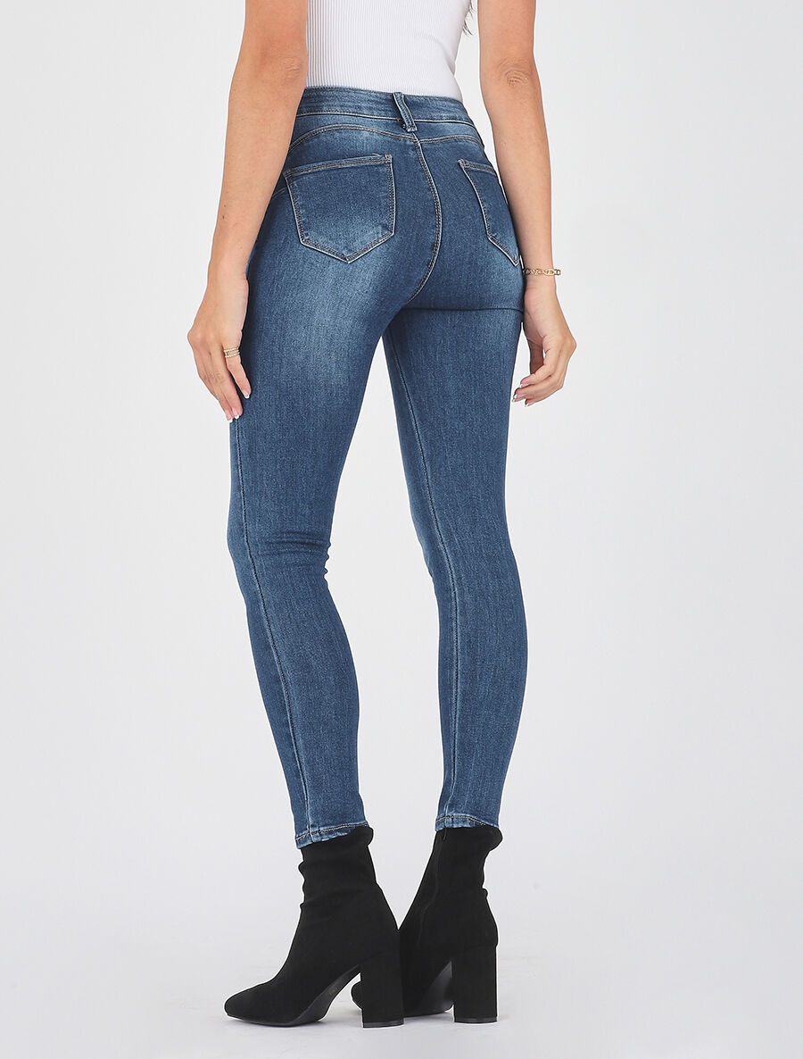 Jean skinny push up taille haute - Bleu - 2