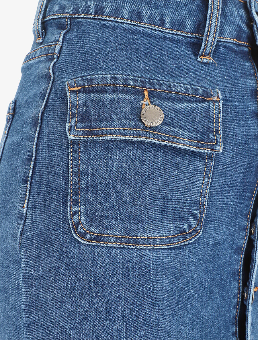 Jupe en jean boutonnée - Bleu - 3
