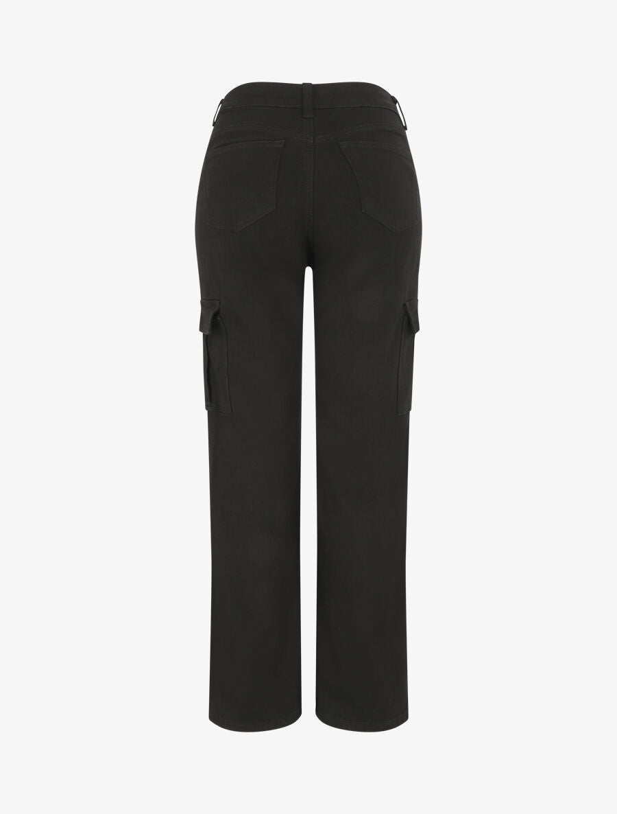Jean cargo droit taille haute - Noir - 2