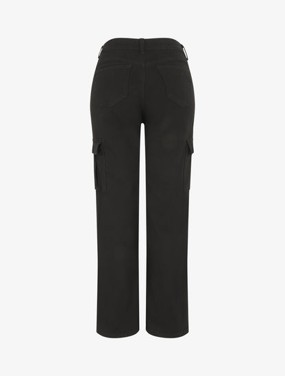 Jean cargo droit taille haute - Noir - 2