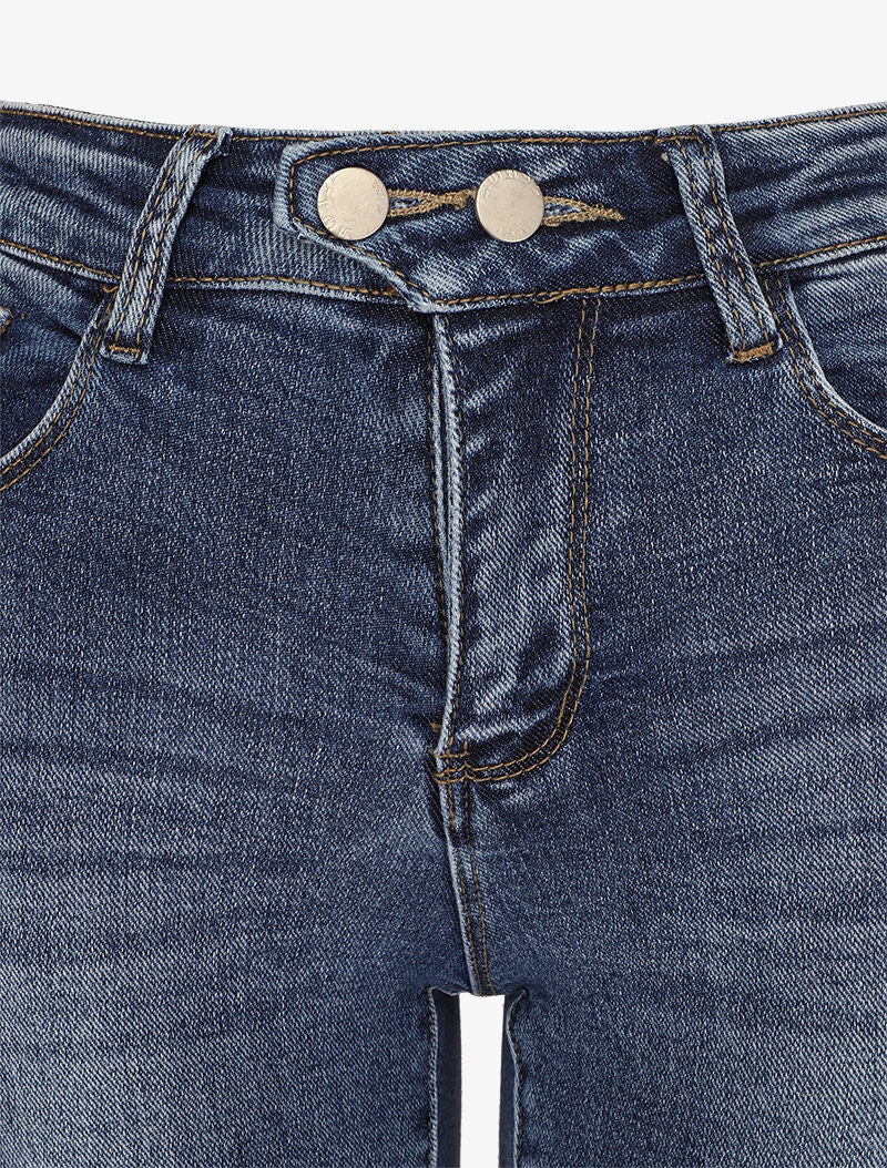 Jeans skinny délavé à 2 boutons - Bleu clair - 3