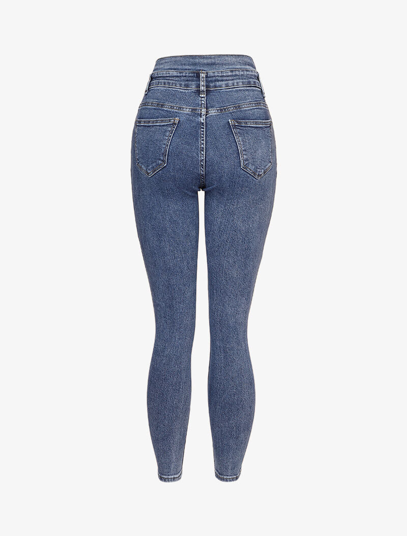 Jean taille empire fendue - Bleu - 2