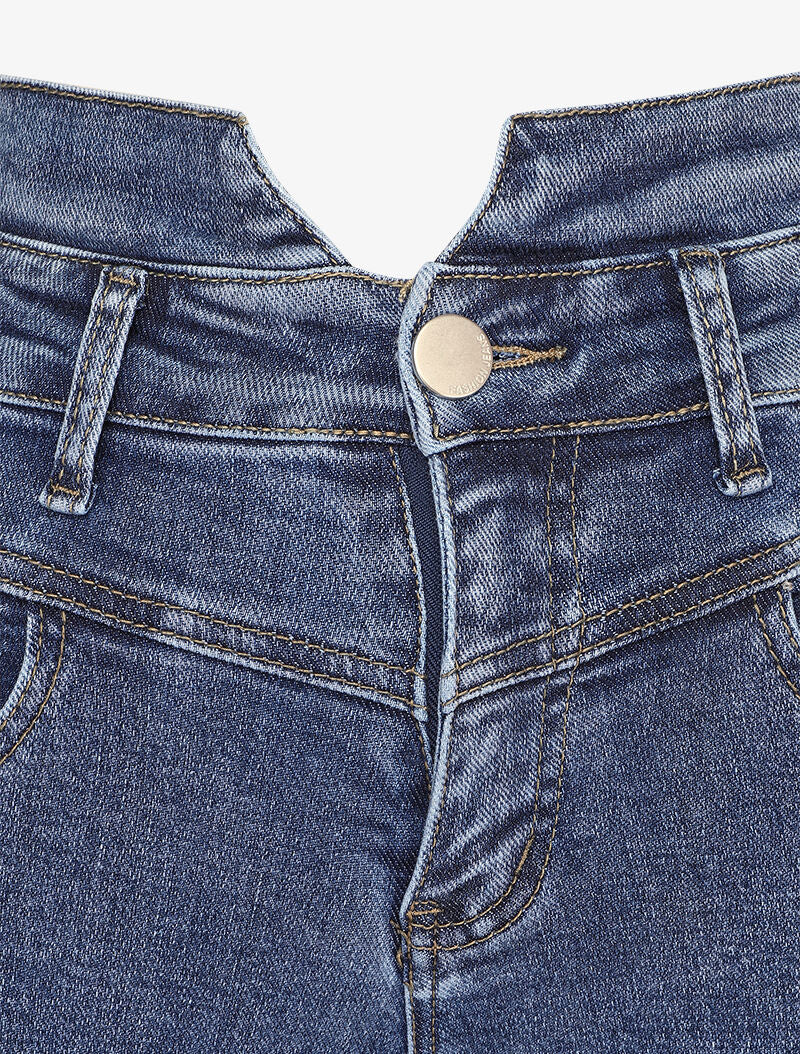 Jean taille empire fendue - Bleu - 3