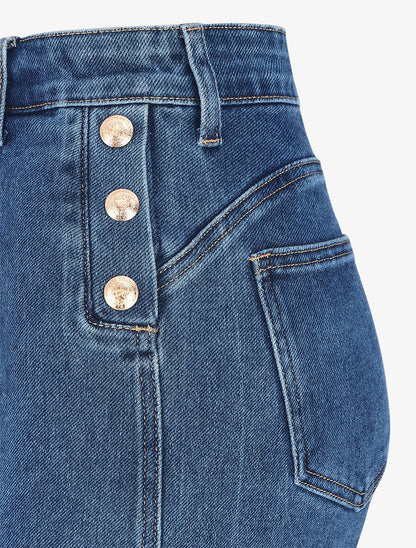 Jean droit uni taille haute - Bleu - 3