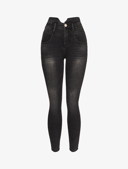 Jean taille empire fendue - Noir - 1