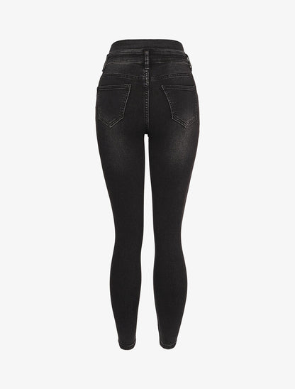Jean taille empire fendue - Noir - 2
