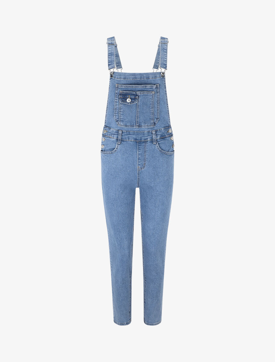 Salopette en jean coupe slim - Bleu - 4