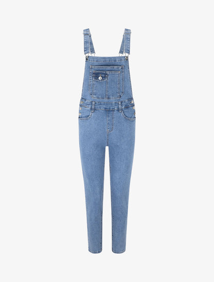 Salopette en jean coupe slim - Bleu - 4
