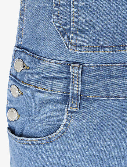 Salopette en jean coupe slim - Bleu - 3